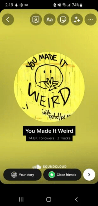 SoundCloud will upload the cover art to your Instagram Story